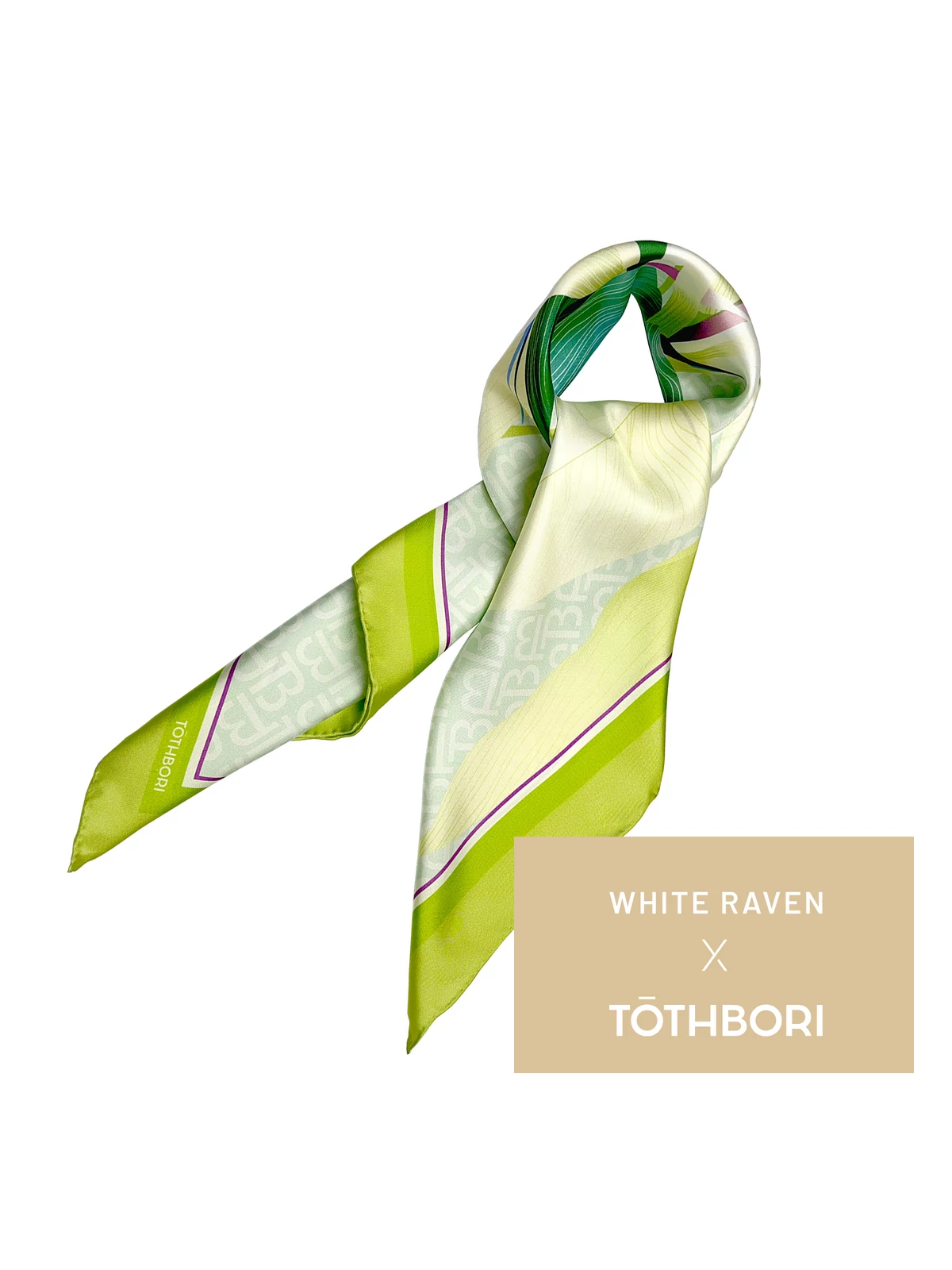 STRELIZA Silk Scarf - White Raven