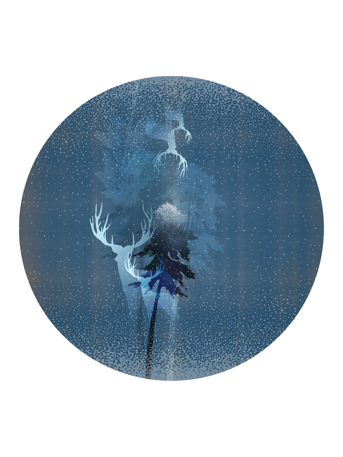FOREST TABLE CLOTH - NIGHT BLUE - D150