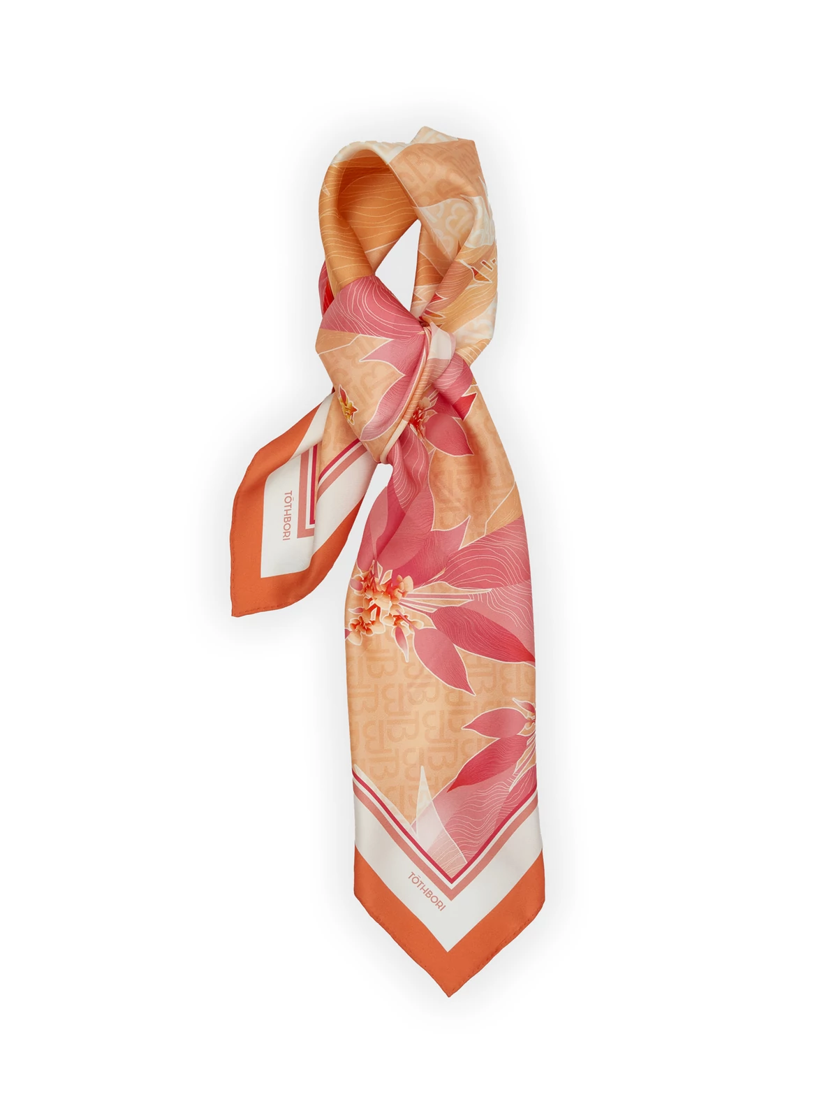 MAROSA silk scarf - 90*90 - corall