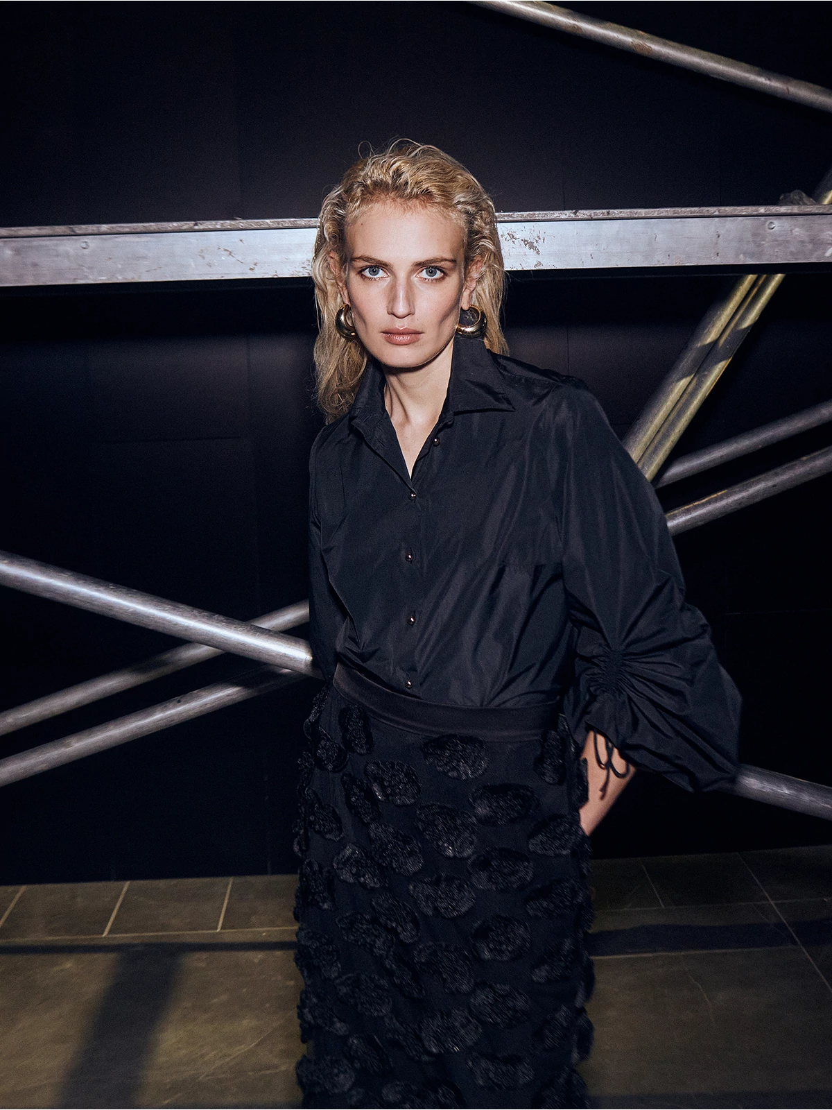 Carmin taffeta shirt – black