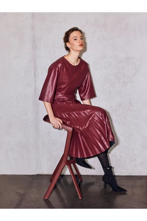 SPOTTY Vegan leather top - burgundy